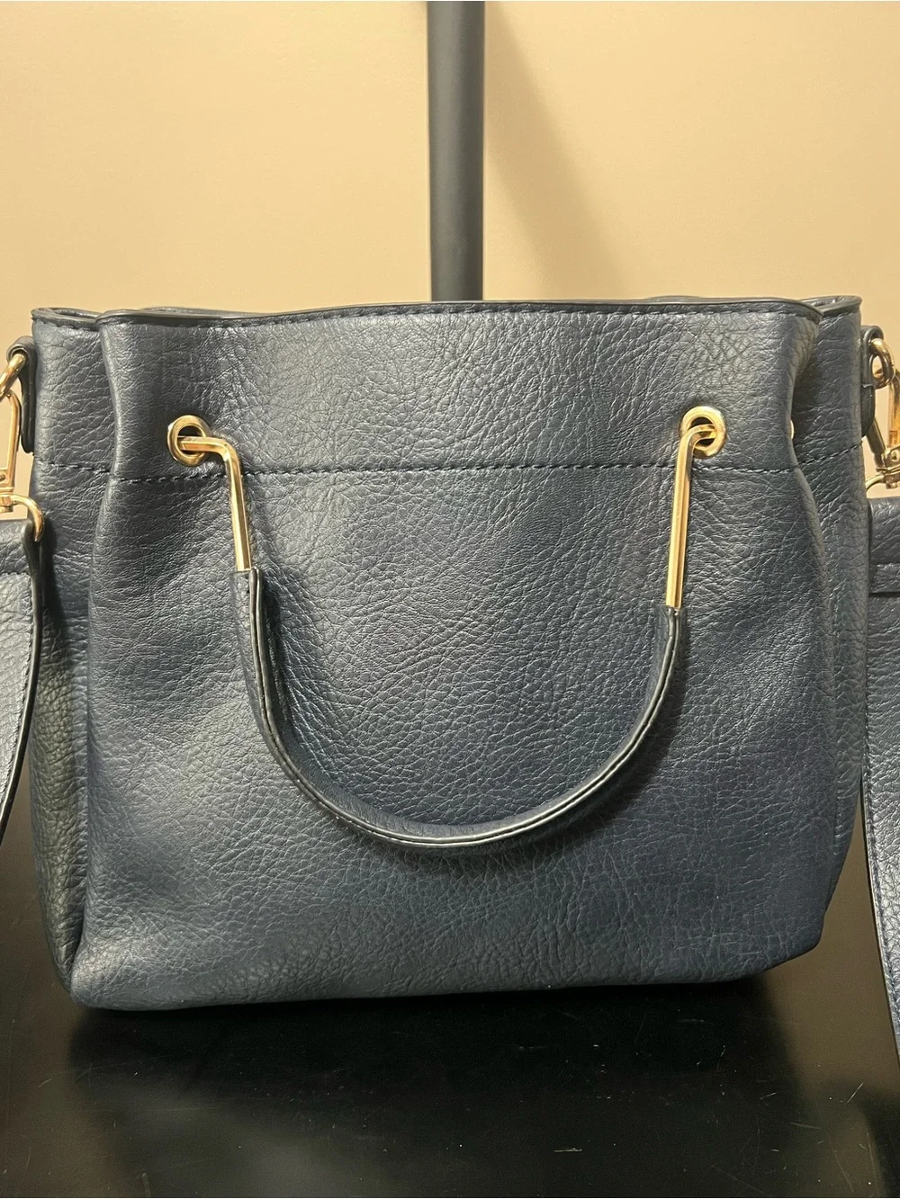 Women’s Navy Crossbody Tote Handbag - Gold Hardware